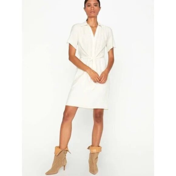 Brochu Walker Goyad Mini Dress Cream Textured Tie Front XS - Picture 2 of 10